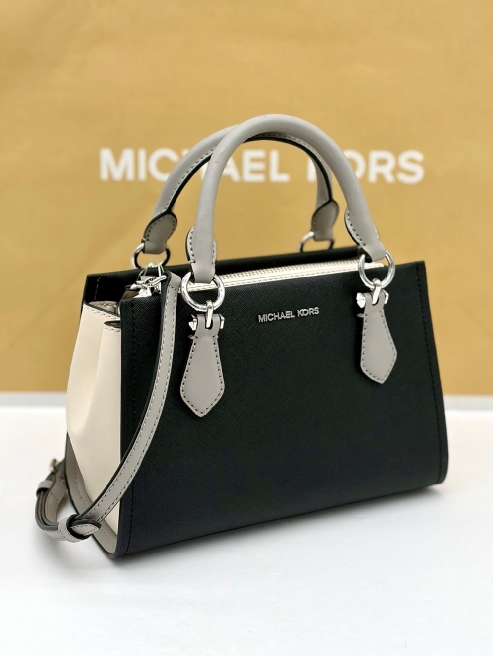 Michael Kors Marilyn Small Color-Block Saffiano Leather Satchel Crossbody Bag